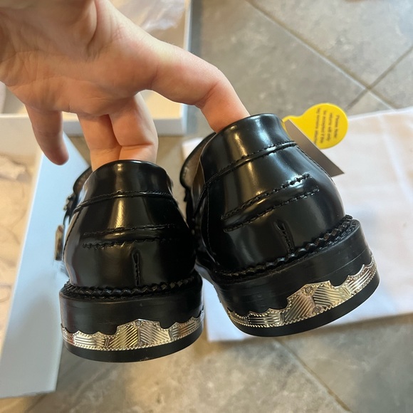 Toga Pulla Stud Embellished Round Toe Loafers IT37.5 NEW Leather - Picture 3 of 6